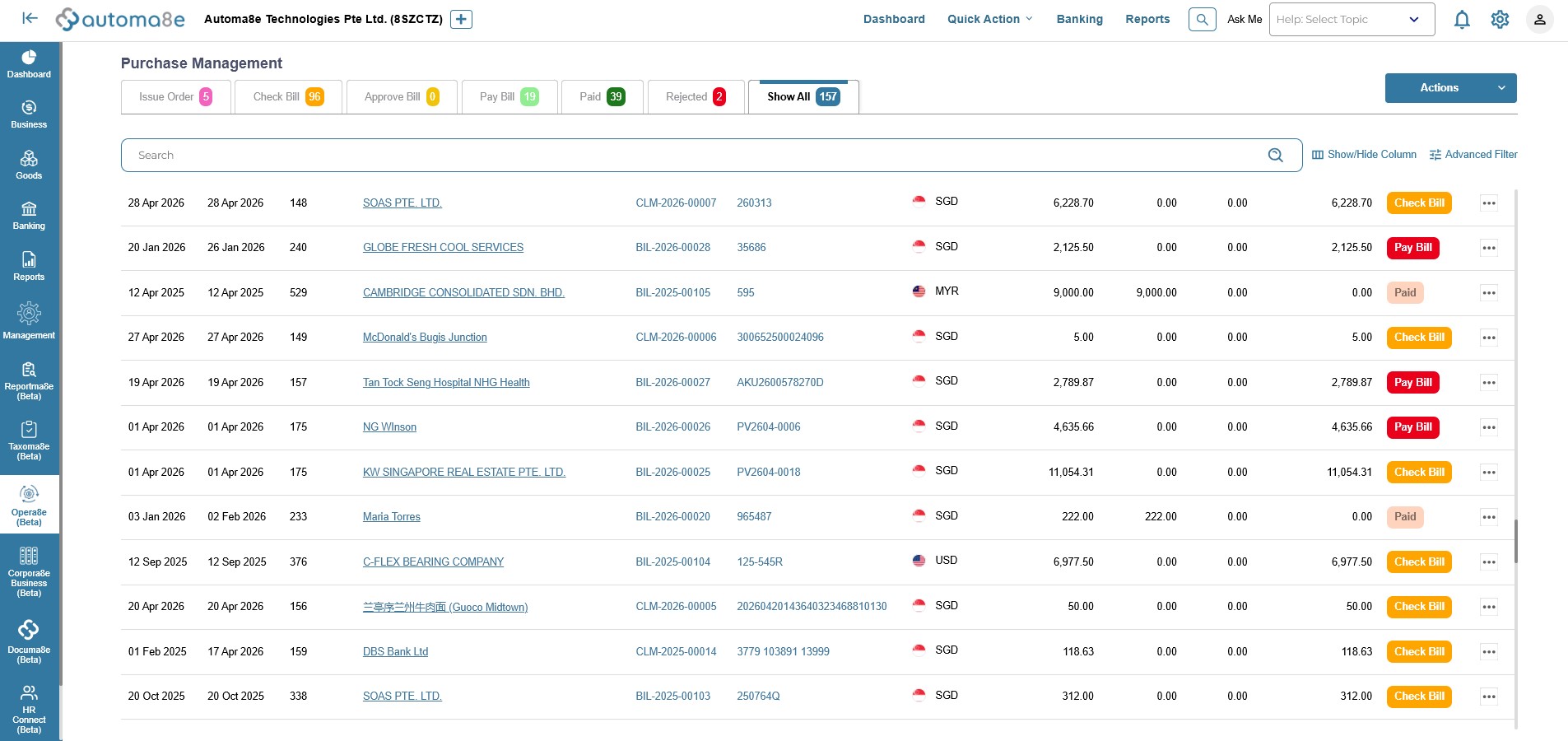 Purchase and payment workflow screen